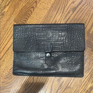 Fendi Crocodile-Embossed Leather Clutch